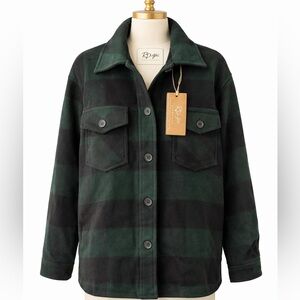 RD Style Dark Green and Black Checkered Shirt Jacket
